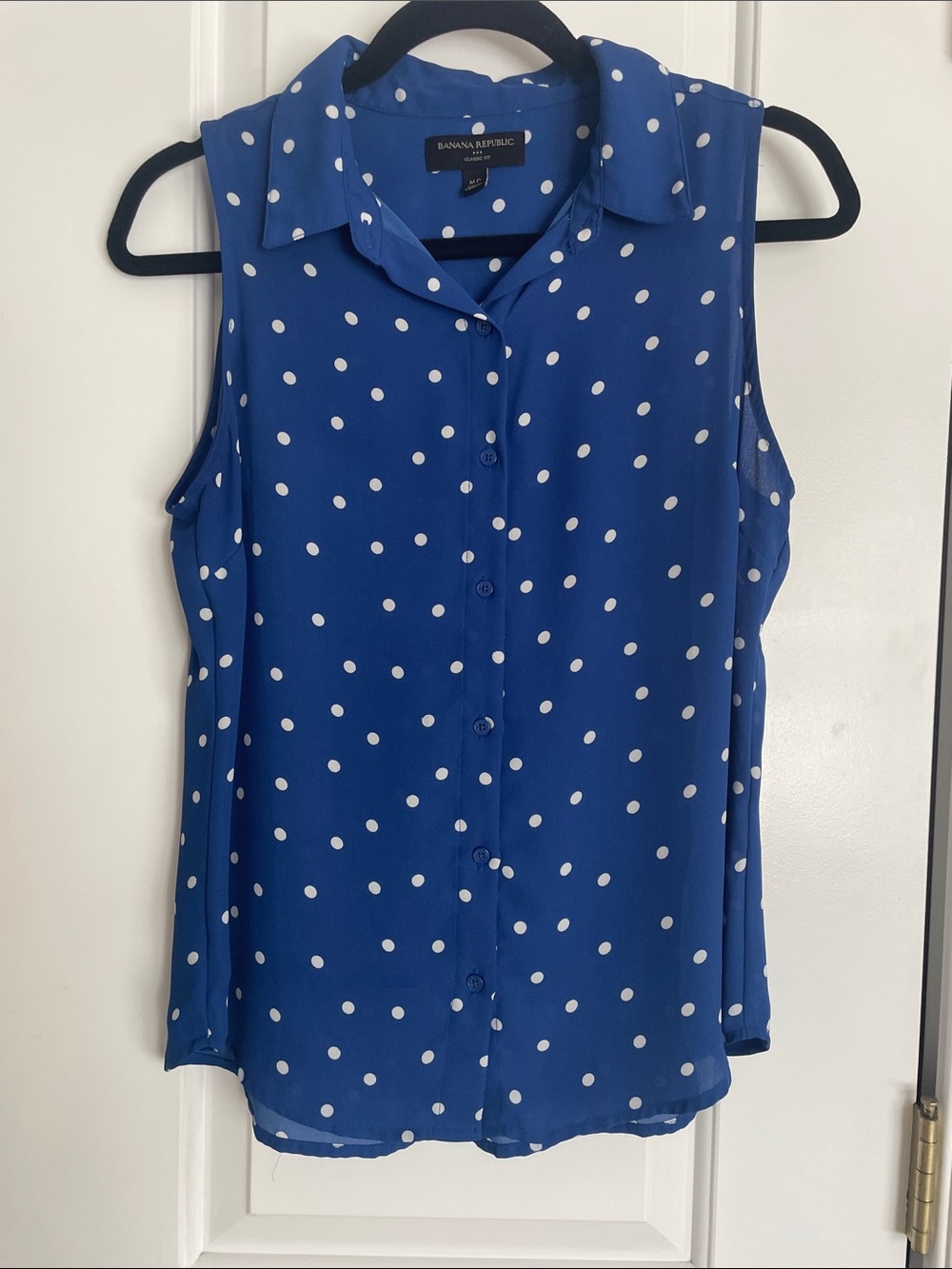 Cobalt Polka dot Sleeveless Banana Top - Like 🆕 - Petite Medium